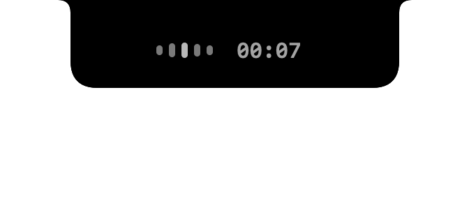 cmd voice recording HUD floating above a clean Mac writing surface